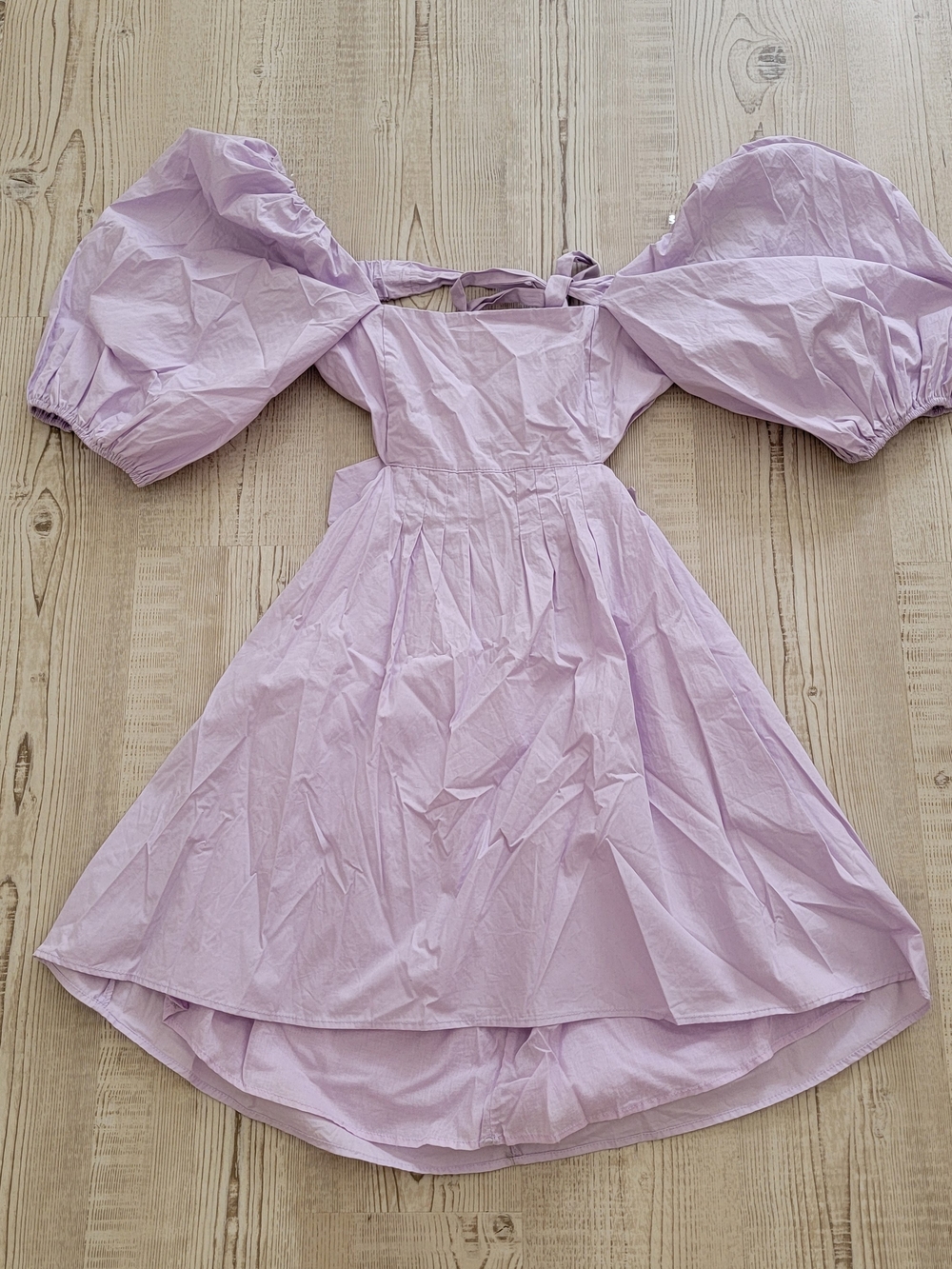 Altar'd State Lavender Puff-Sleeve Square-Neck 100% Cotton Dress Large Fairycore